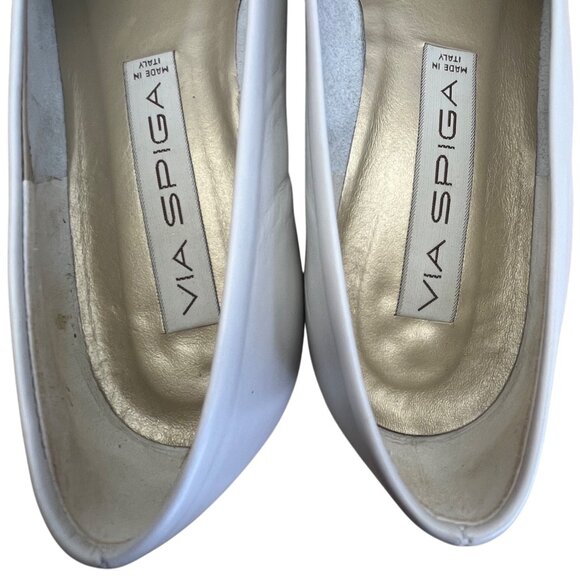 Via Spiga Off White Calf Leather Pina Pointed Toe Low Kitten Heel Pumps Sz 8.5M - Picture 6 of 9